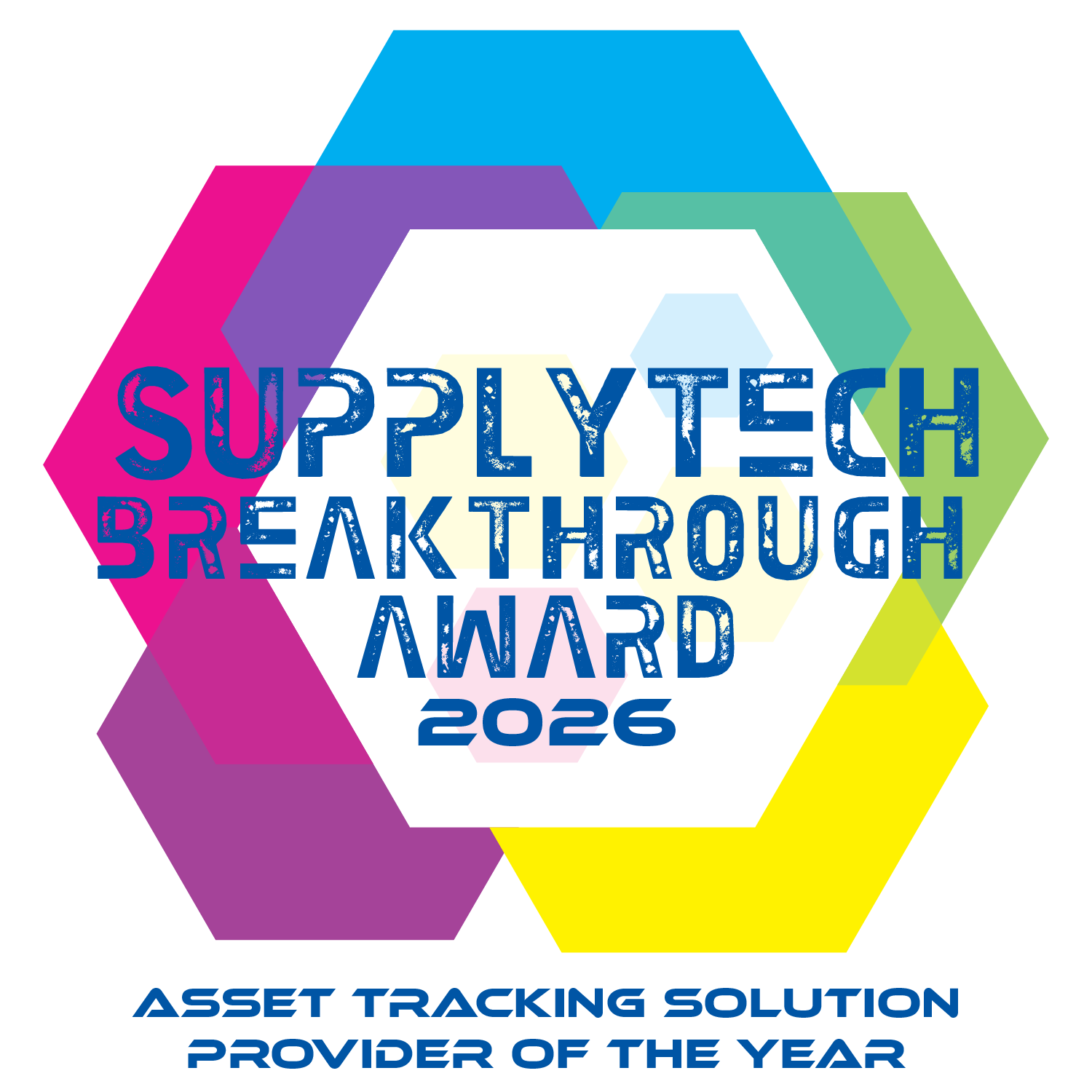 SupplyTech Breakthrough Award badge for Asset Tracking of the Year Provider for 2026. 