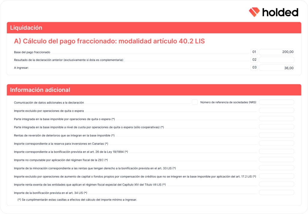 Liquidación modelo 202