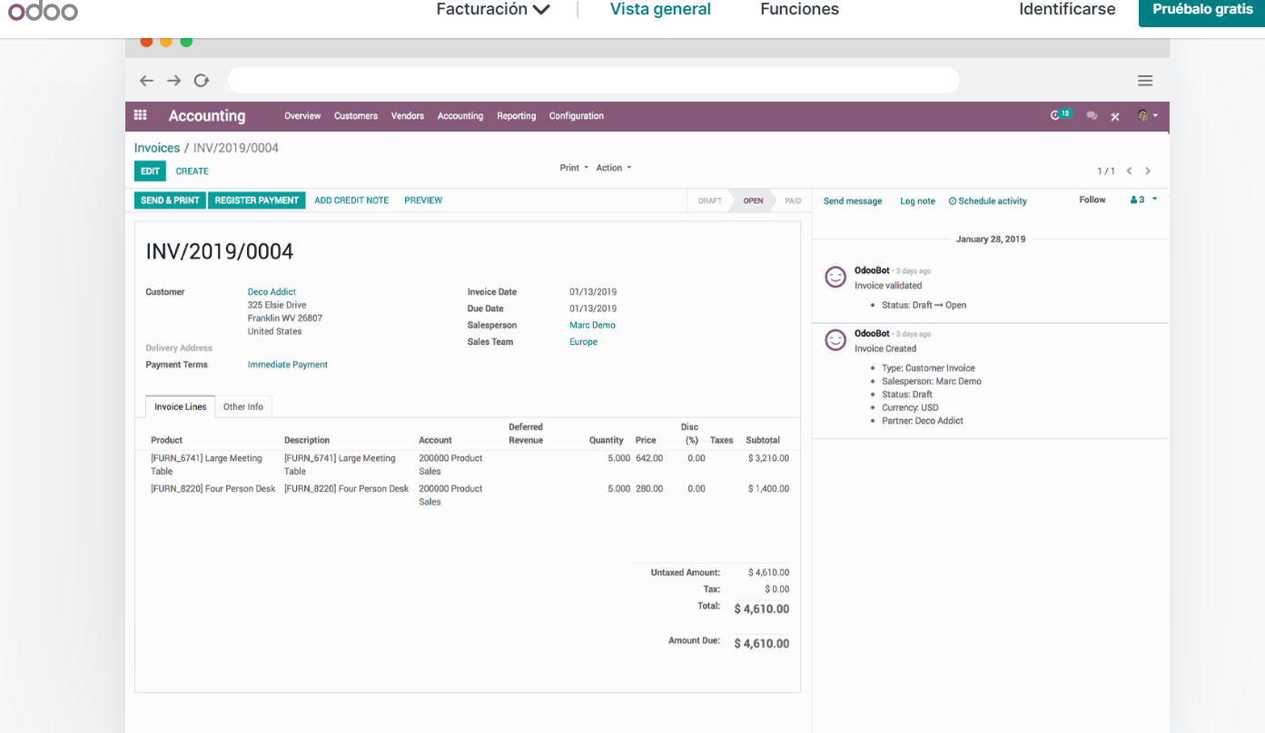 Programa de facturación para autónomos y pymes de Odoo