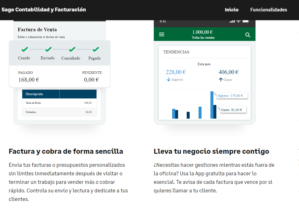 Programa de facturación para autónomos y pymes de Sage