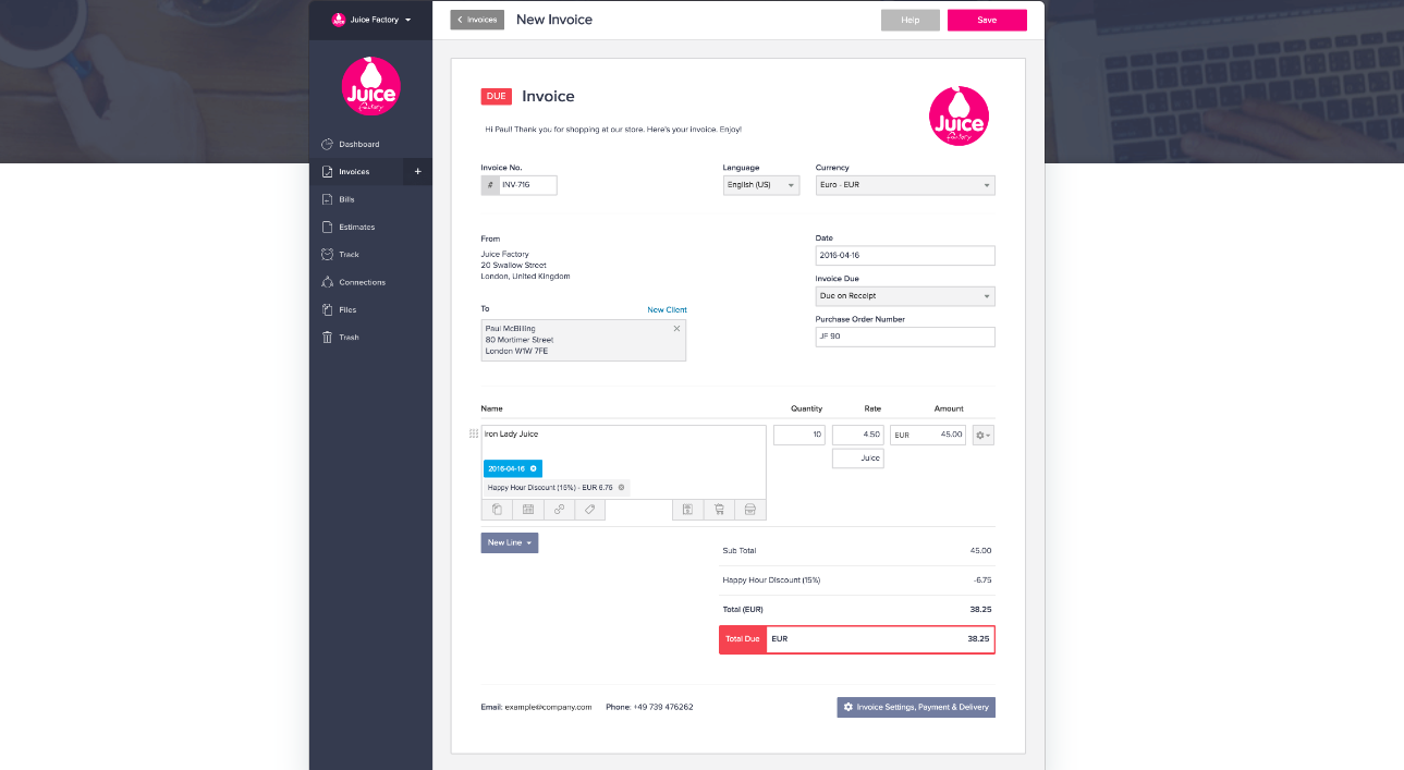 Programa de facturación para autónomos y pymes de Invoicely