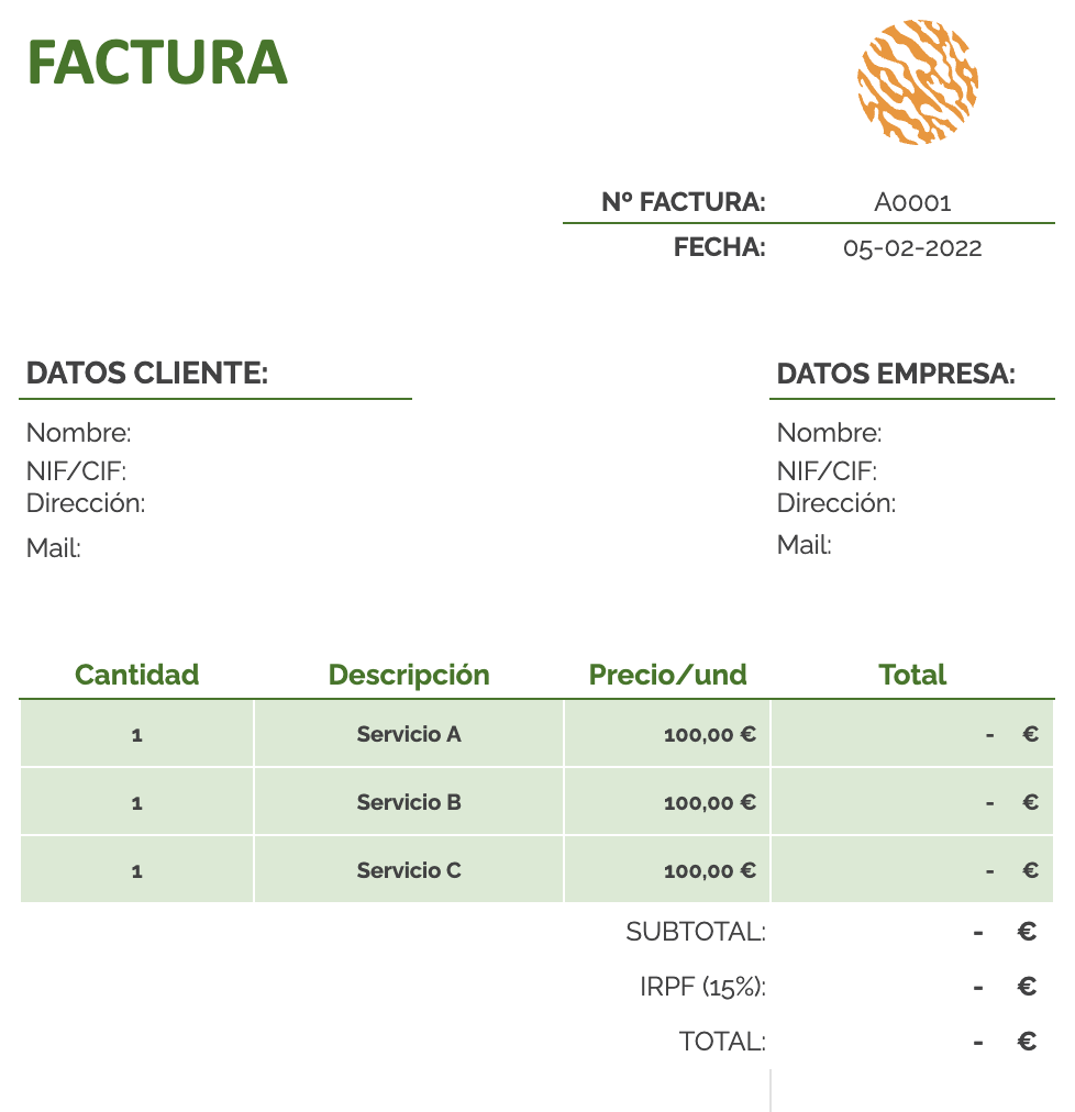Modelo de factura de comunidad de propietarios en inglés