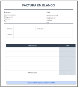 Plantilla de factura básica en Word