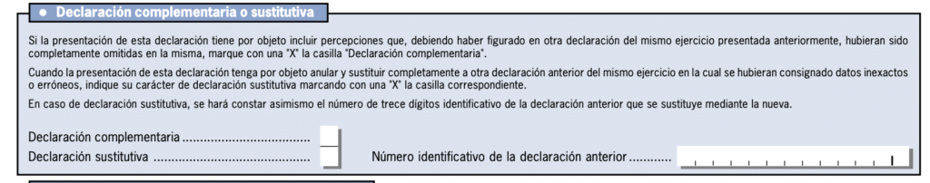 casilla tipo declaración modelo 190