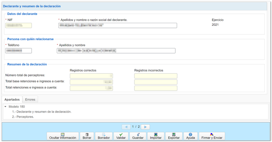 resumen y datos del declarante modelo 180