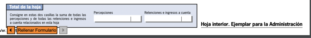 casilla resumen percepciones por hoja modelo 190