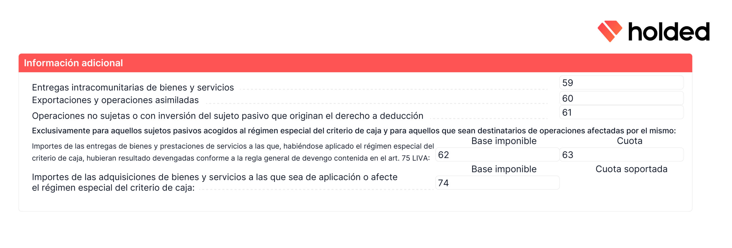 Información adicional modelo 303