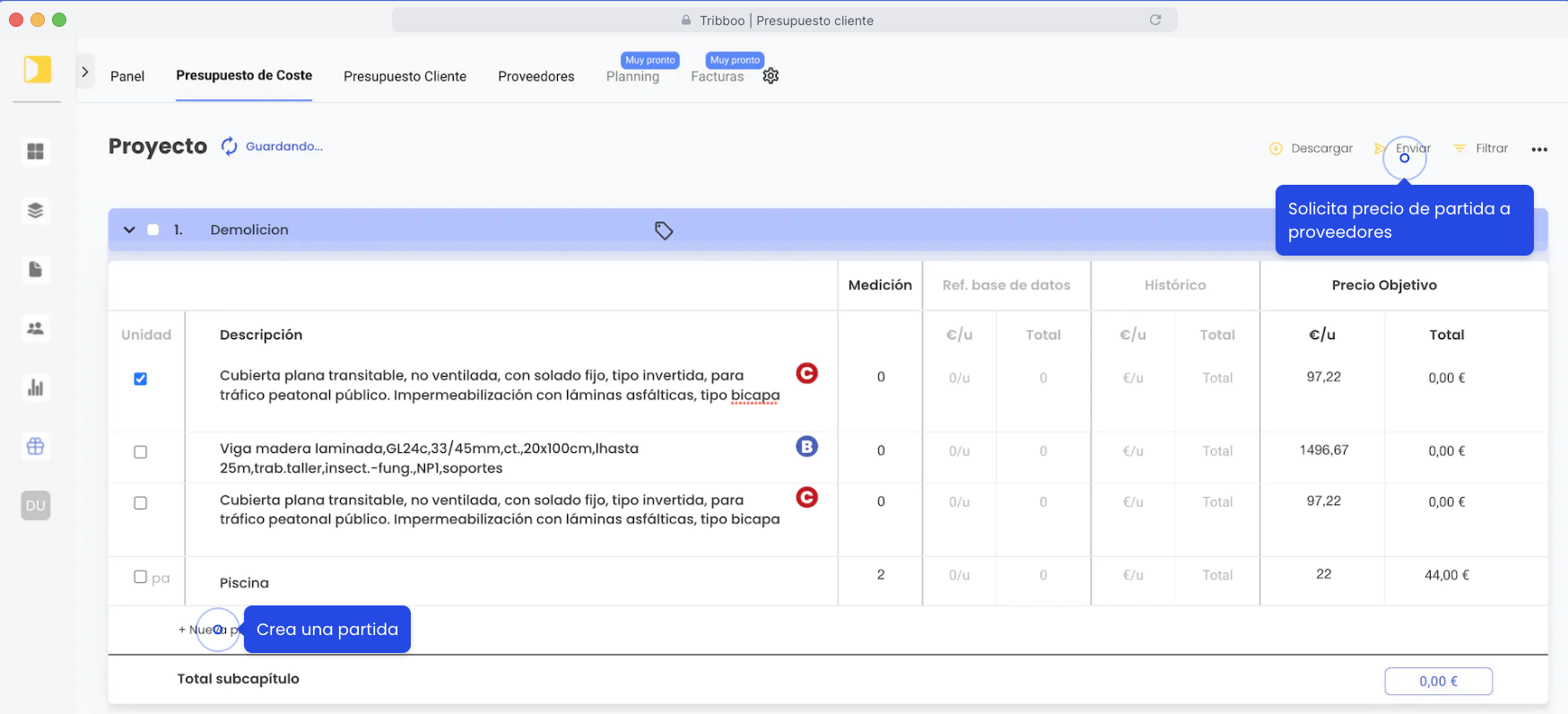 dashboard de Tribboo