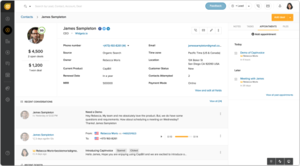 software de gestión de clientes de Freshsales