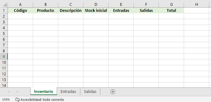 crear 3 pestañas en el documento Excel