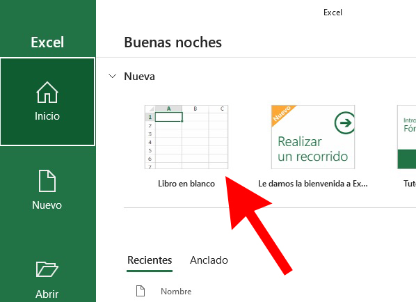 crear un documento de Excel