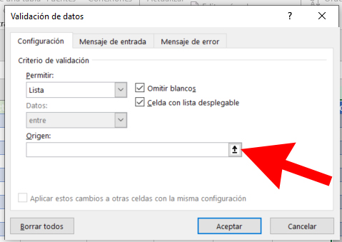 seleccionar el icono Origen