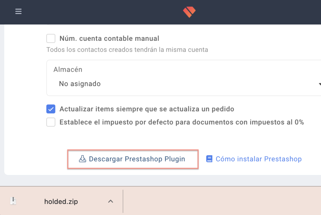 Cómo integrar PrestaShop a Holded
