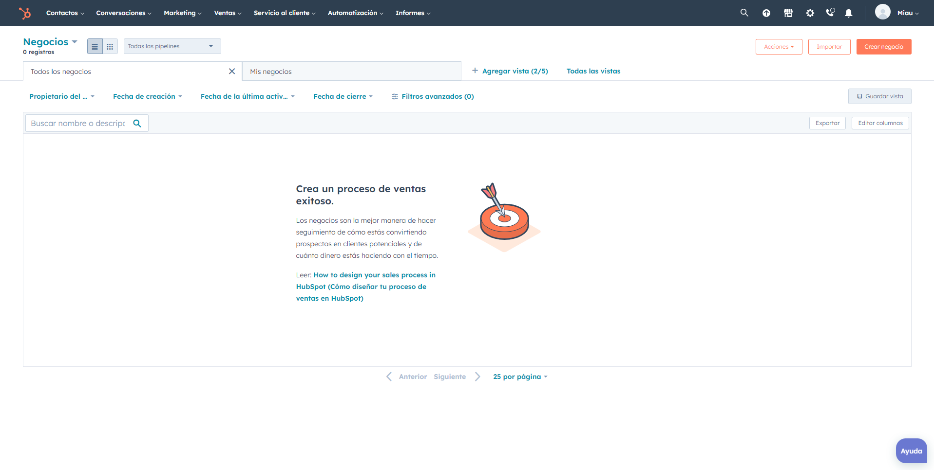 dashboard de Hubspot