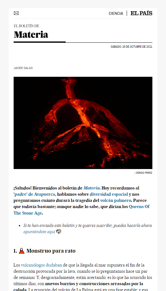 Newsletter de Materia