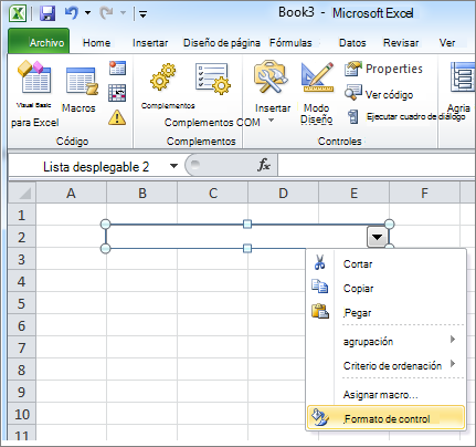 controles de formulario en excel