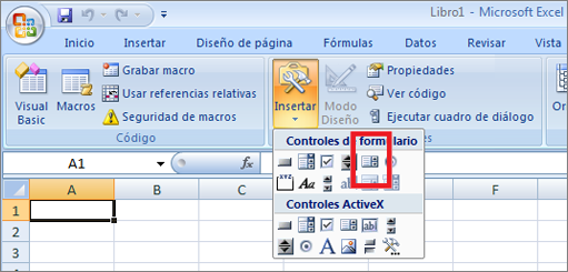 Hoja de cálculo con controles de formulario en excel
