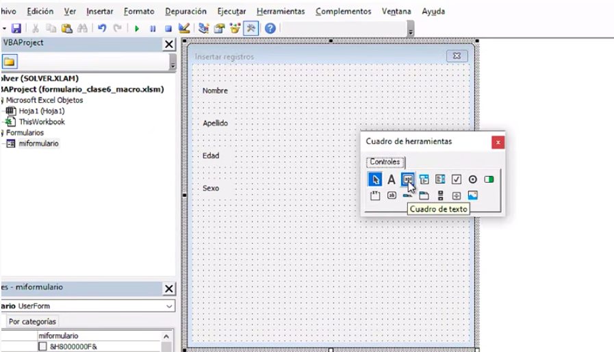 formulario de usuario de vba en excel