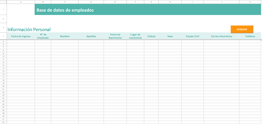 plantilla de base de datos de empleados