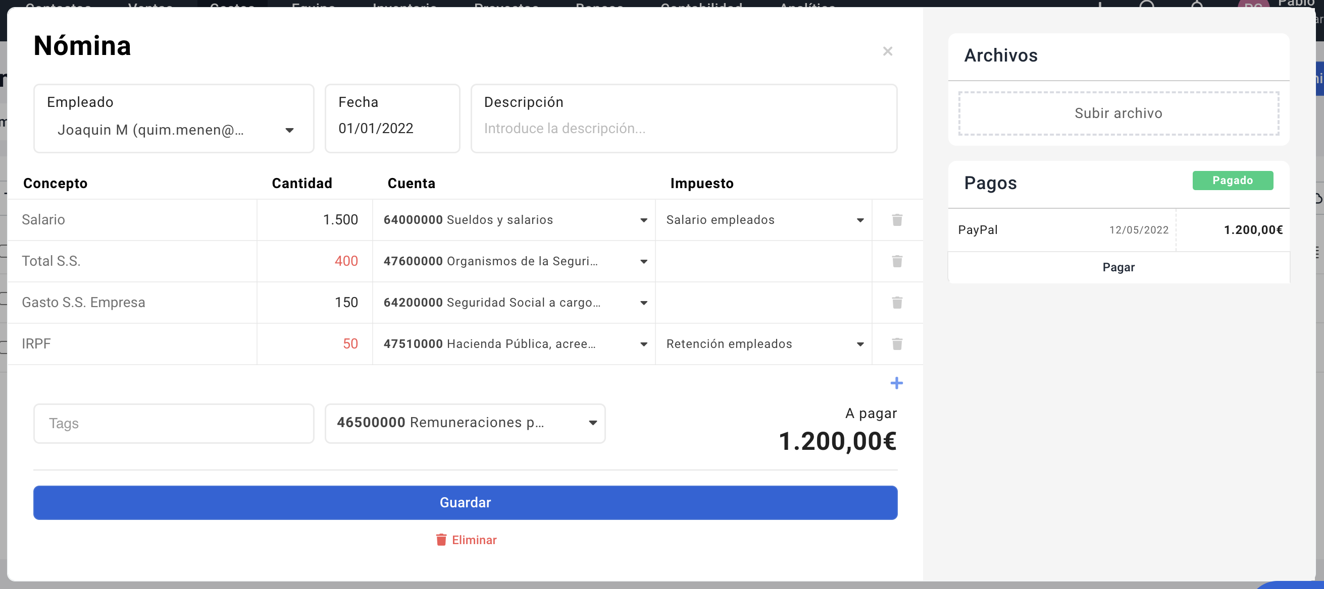 Contabilizar una nómina con Holded