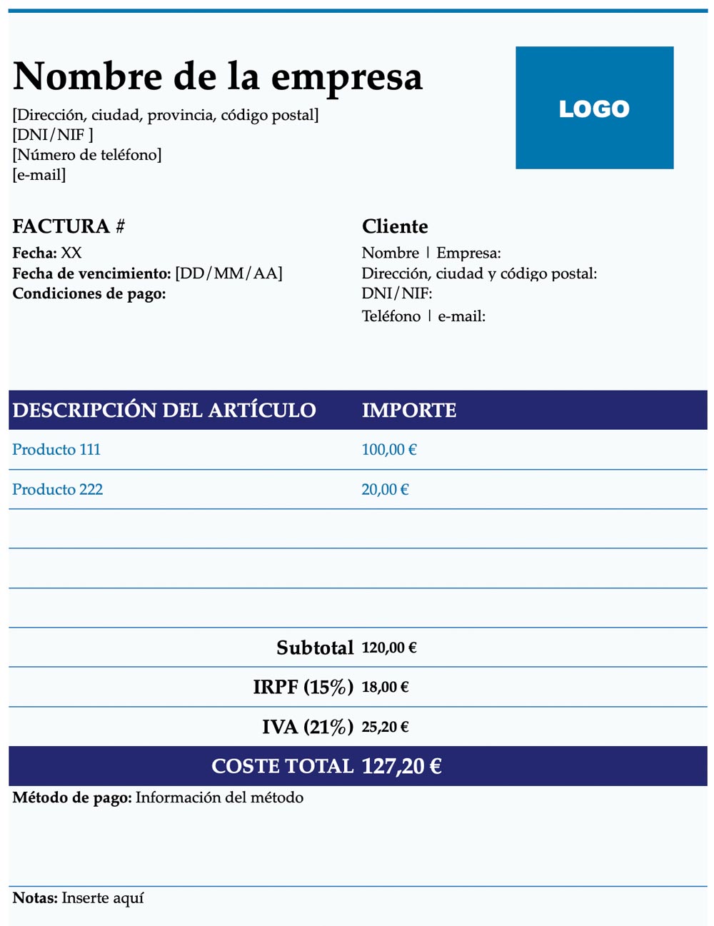 plantilla factura simple