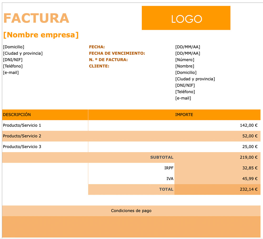 plantillas facturas comerciales en excel