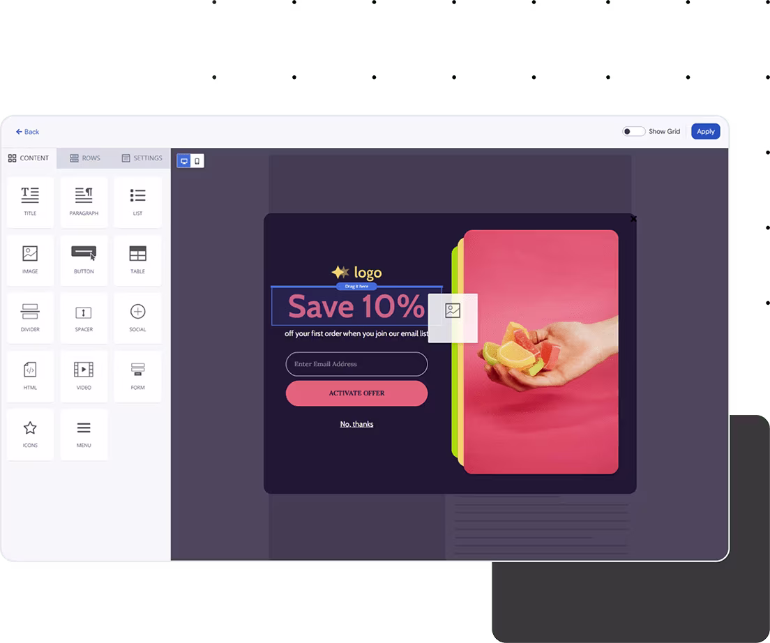 a screenshot from Listrak's experience builder feature inside of their platform.
