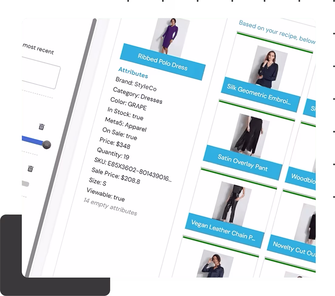 a screenshot from within the Listrak platform that shows predictive product recommendations.