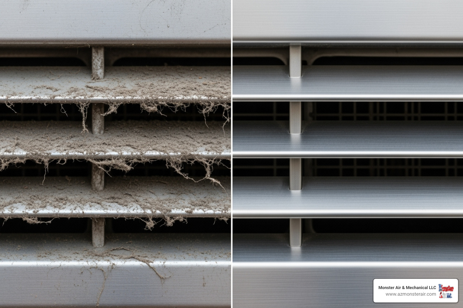 dusty air vent register contrasted with a clean one - indoor air quality duct cleaning avondale dusty air vent register contrasted with a clean one - indoor air quality duct cleaning avondale