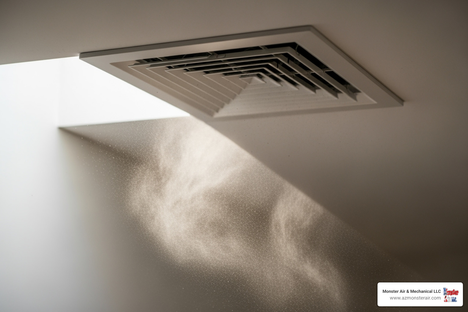 dust blowing from a supply vent - cleaning flexible ductwork