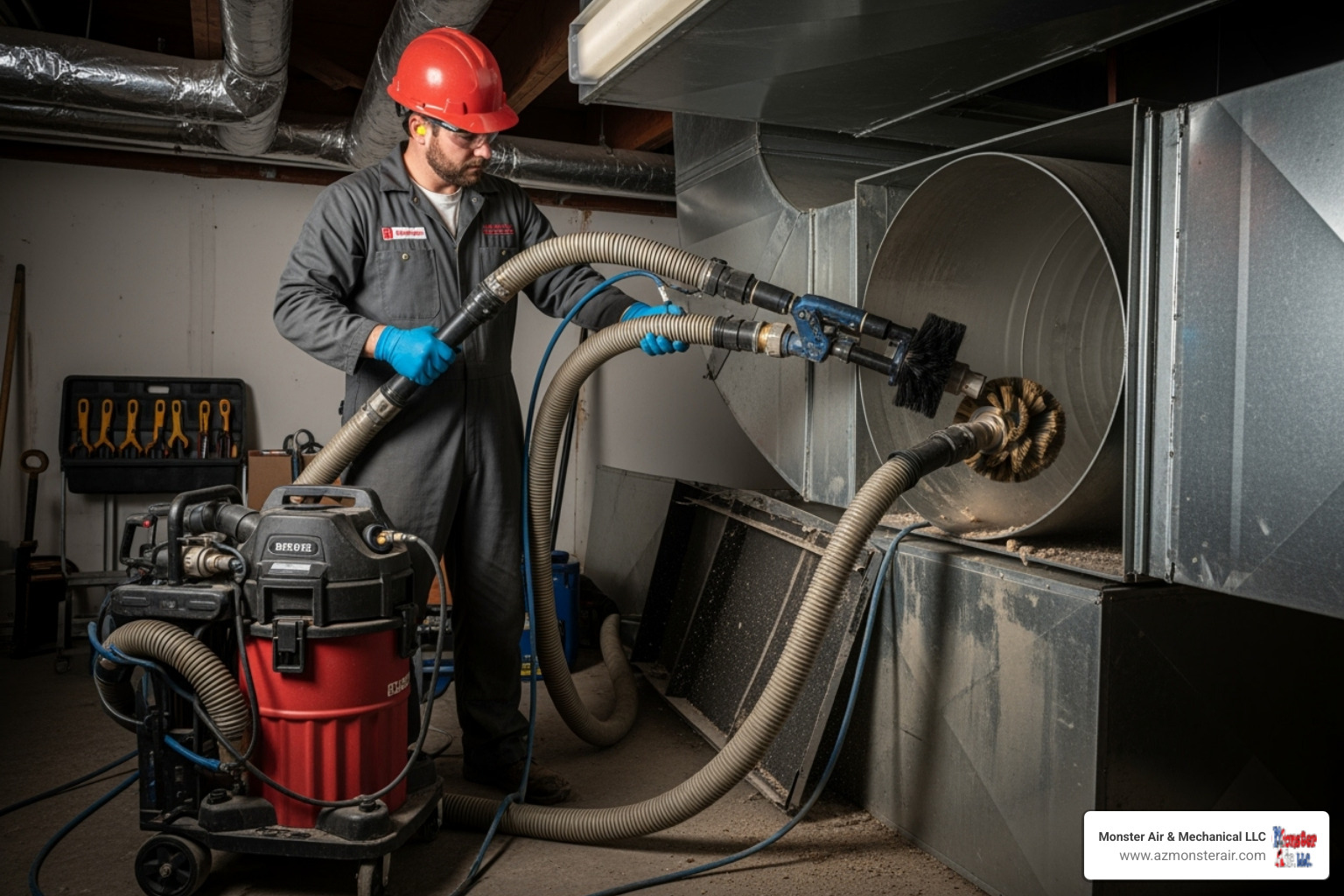 professional duct cleaning equipment in action - mold in ductwork professional duct cleaning equipment in action - mold in ductwork