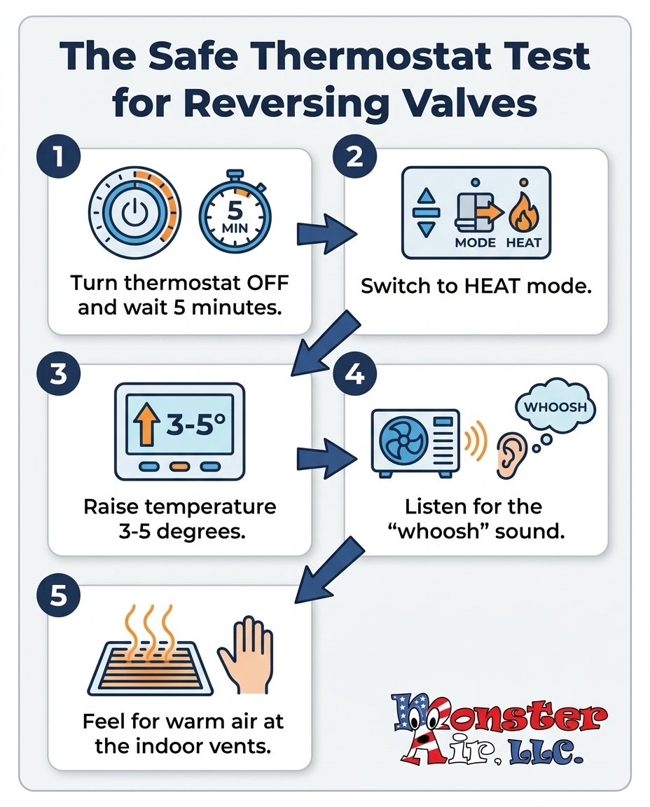 The Safe Thermostat Test for Reversing Valves
