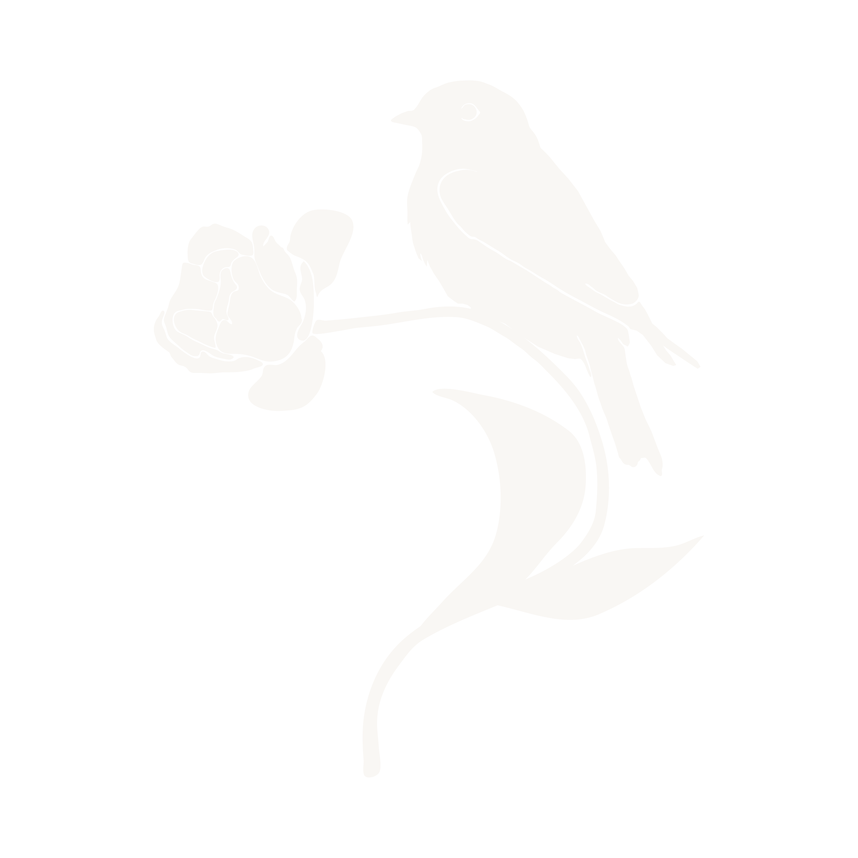 Graphic of bird settled on a tulip stem.