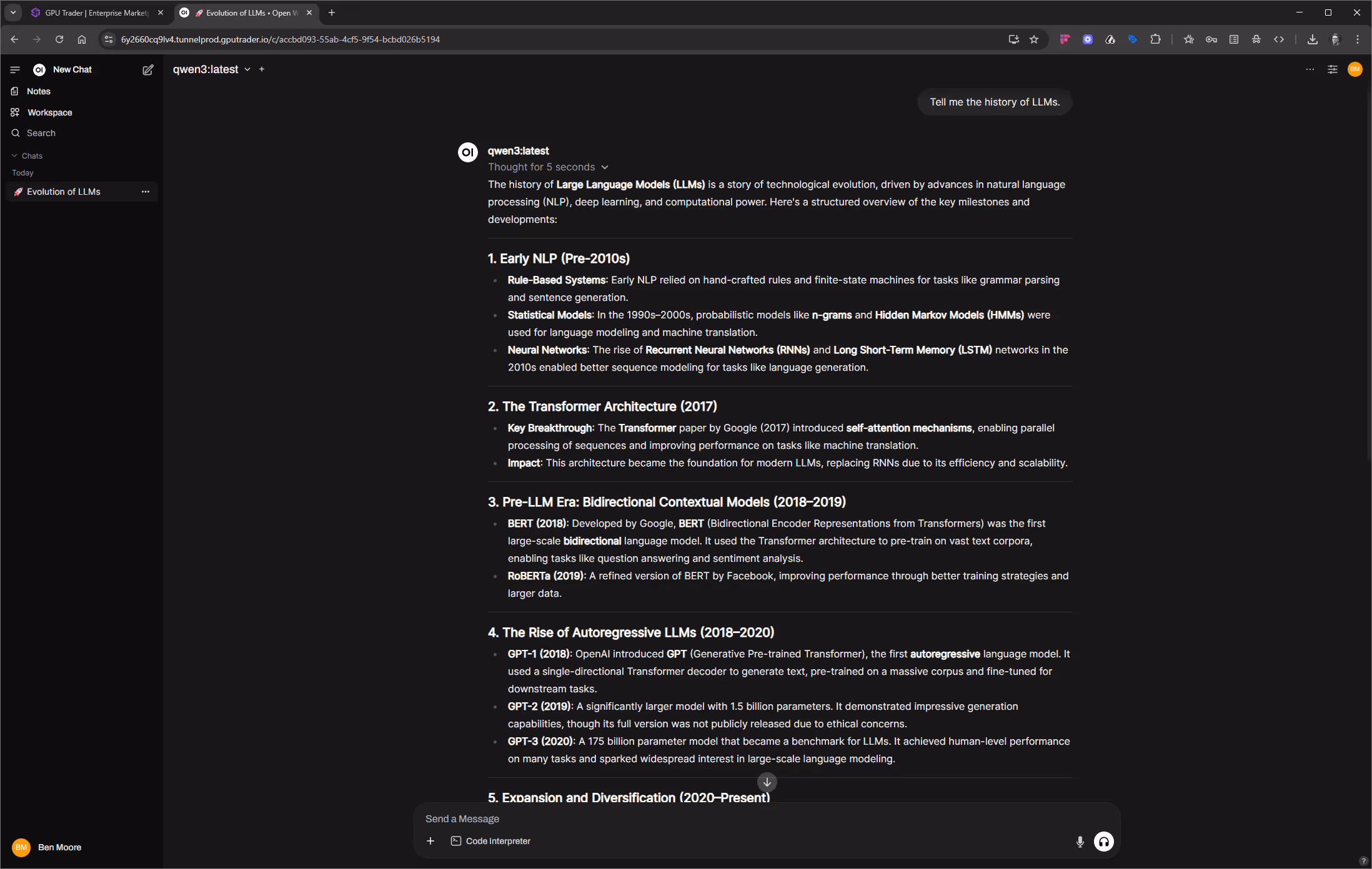 Open WebUI running Ollama