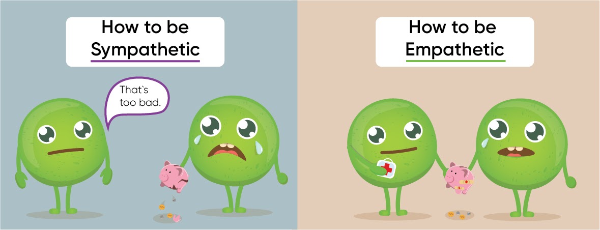 How to be sympathetic vs empathetic depicted using peas.