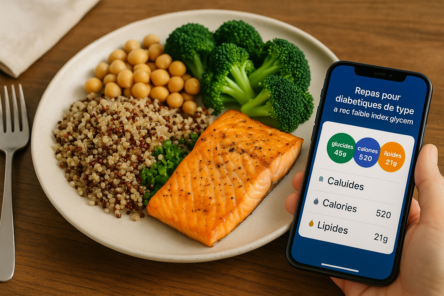 Repas pour diabétiques de type 2 avec faible index glycémique