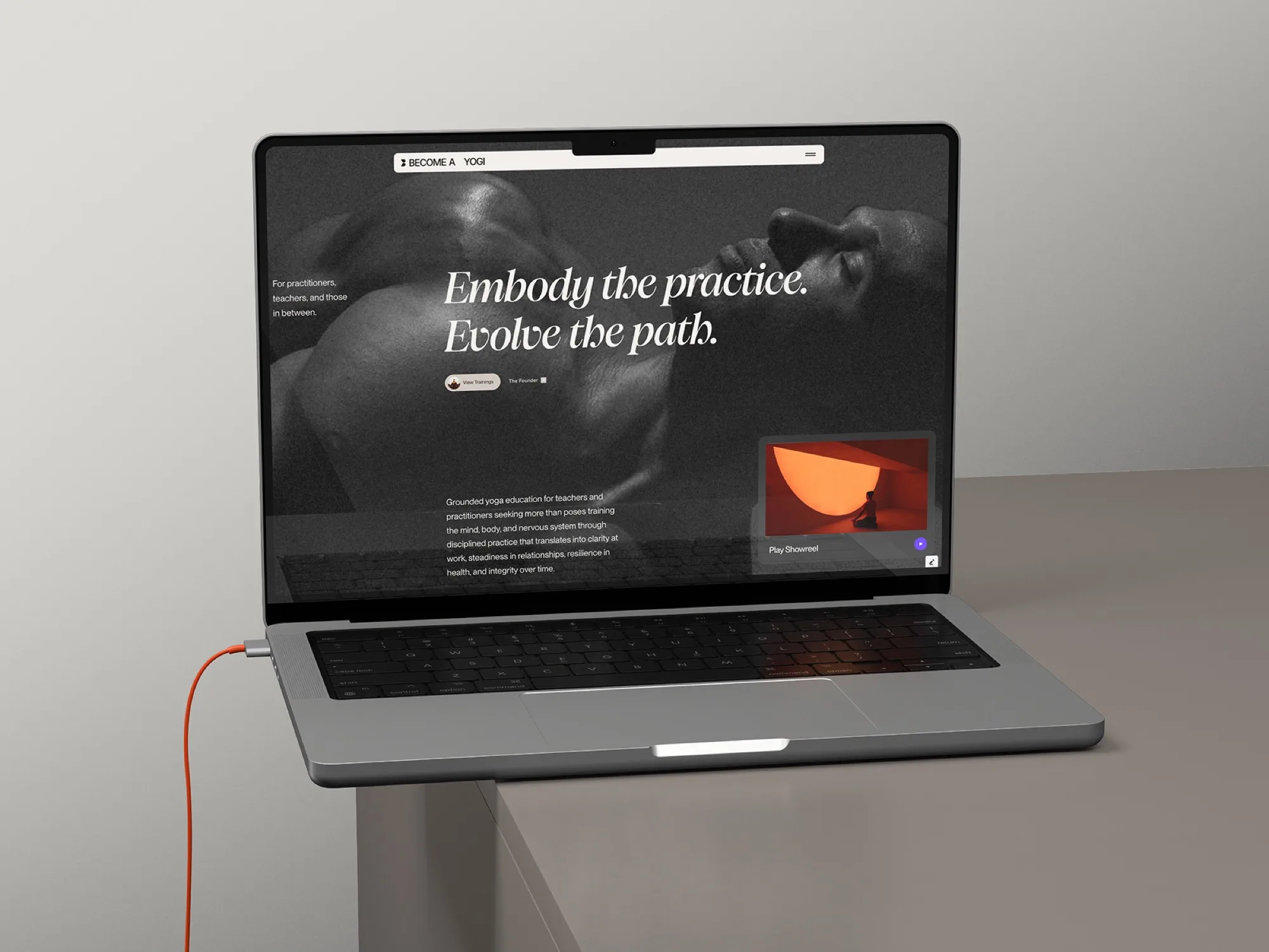 The home page hero, Become A Yogi