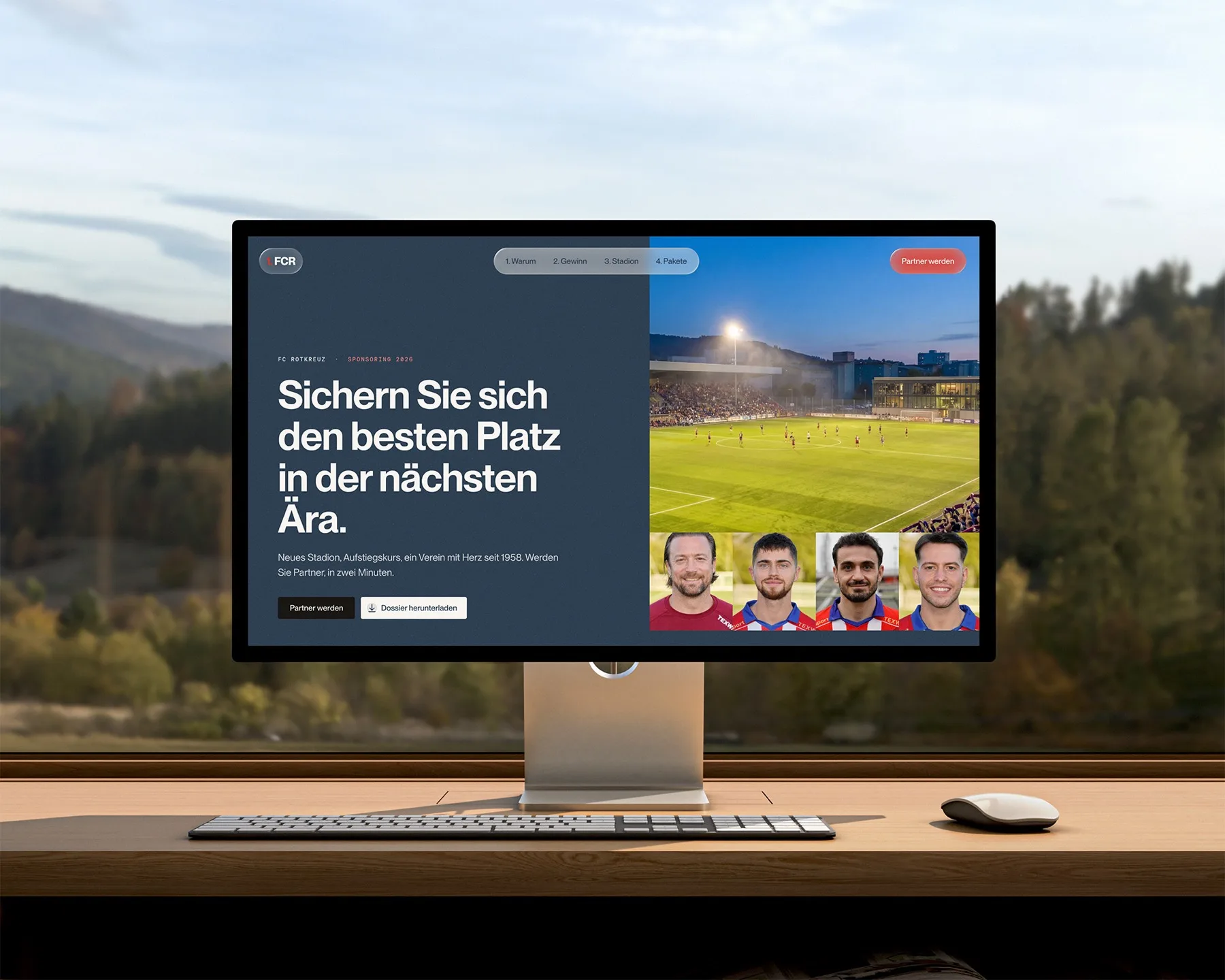 The FC Rotkreuz sponsoring website on a desktop monitor