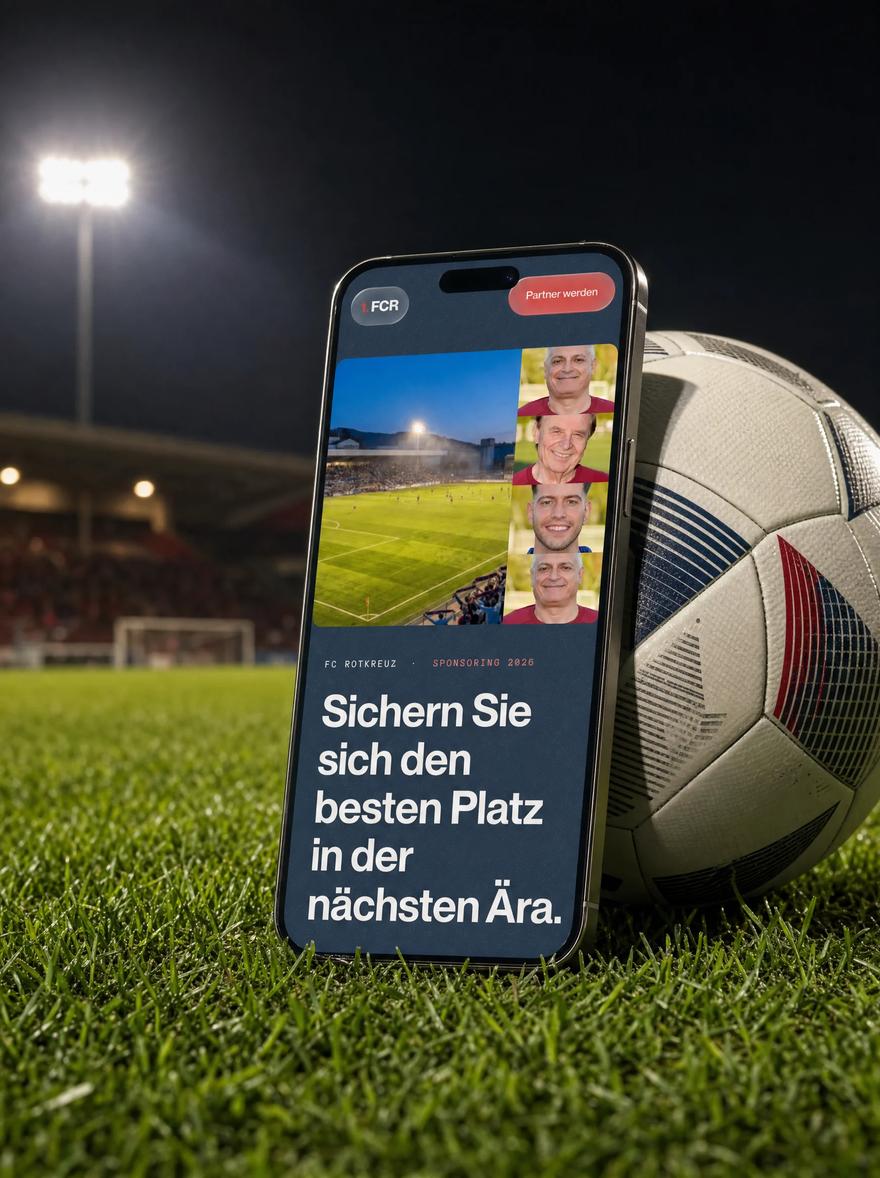 The FC Rotkreuz sponsoring website on a phone