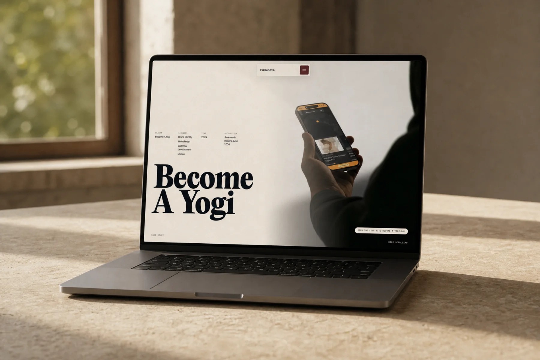 Become A Yogi case study on a laptop