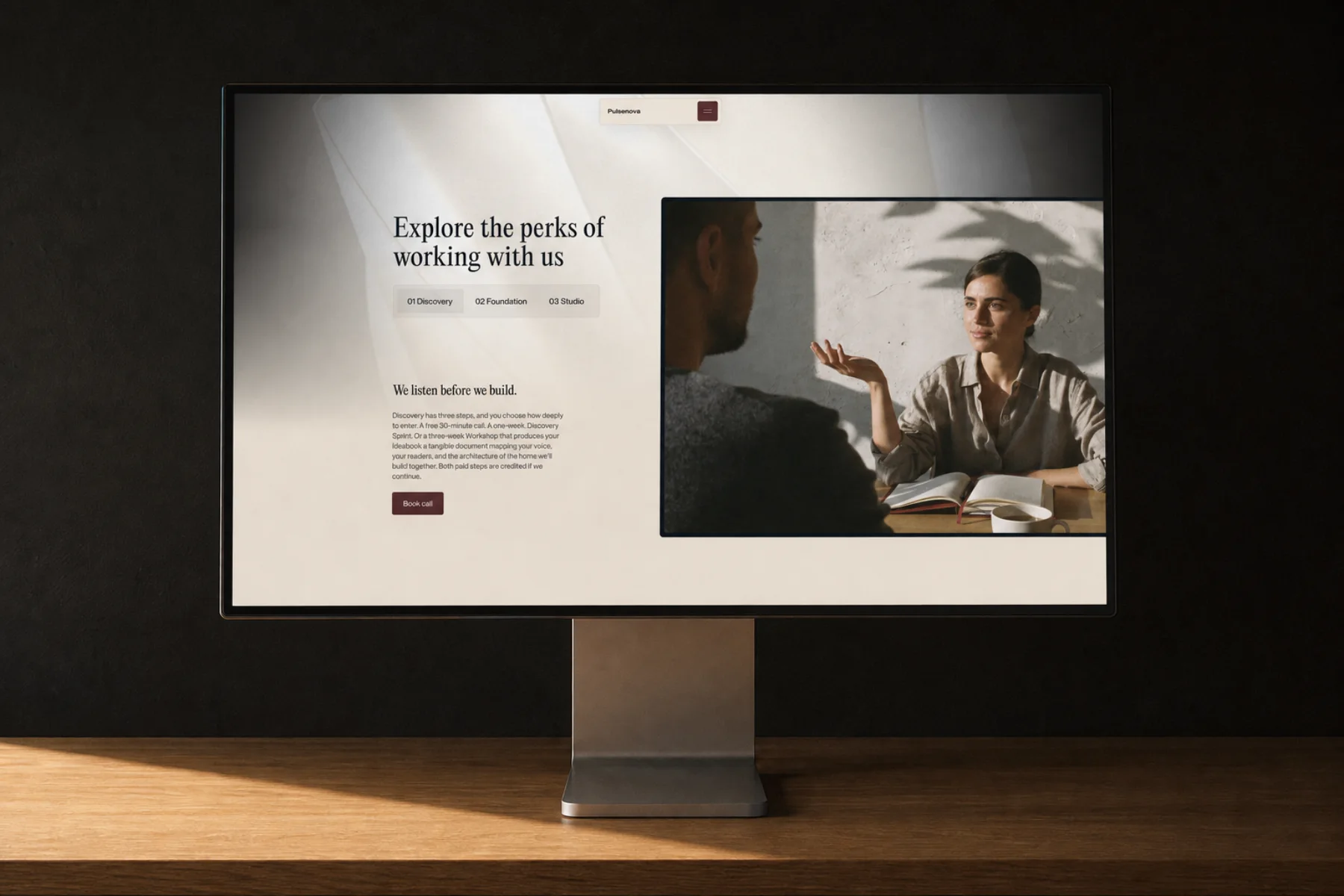 The Pulsenova engagement page on a large display
