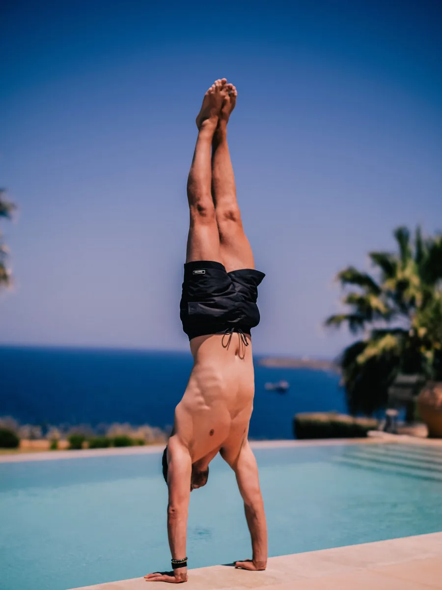 Handstand by the pool