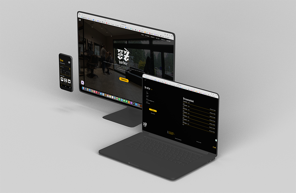 ZZ Barber's APP and Website running on several emulators