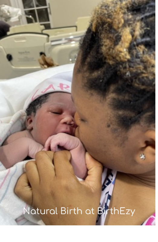 Natural birth mother and newborn at BirthEzy birth center