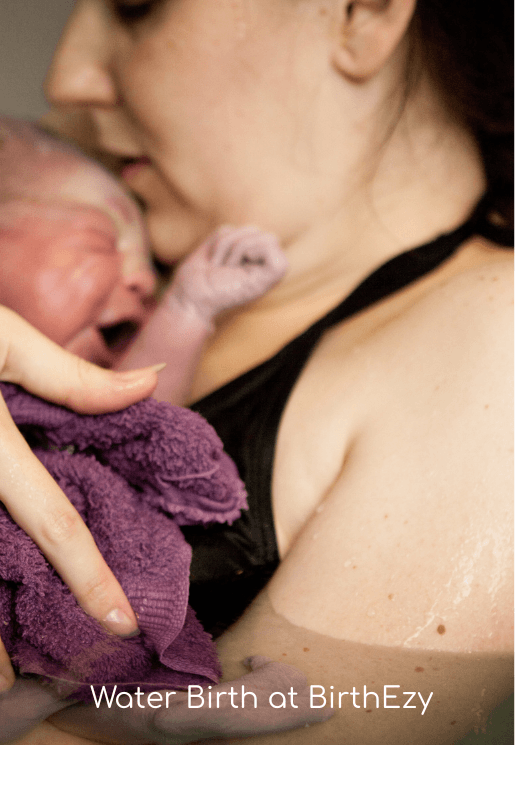 Natural birth mother and newborn at BirthEzy birth center