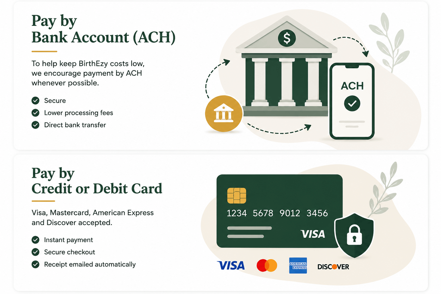 BirthEzy Payment Information