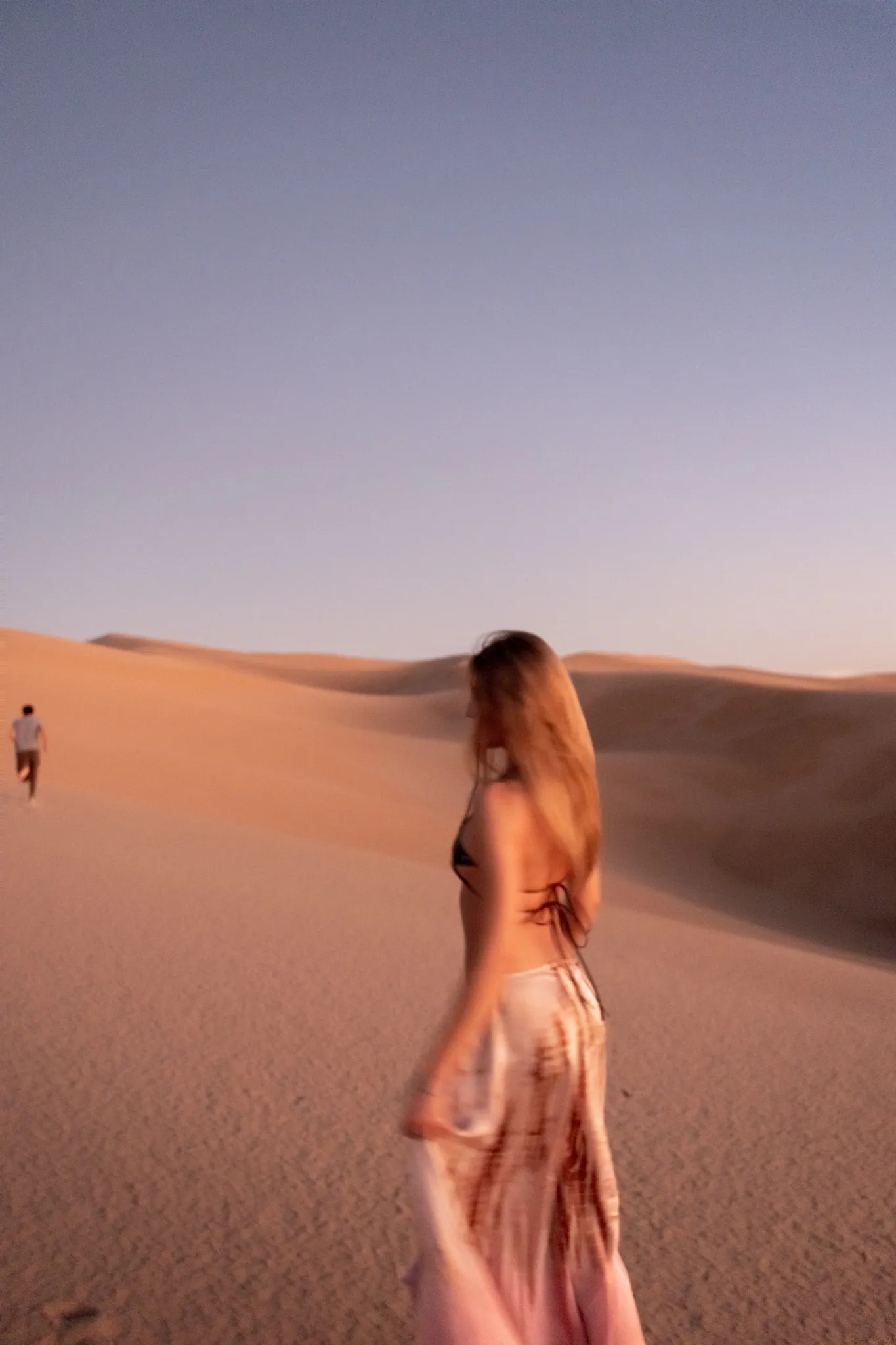 High-end sand dunes fashion lifestyle portrait photography in golden hour by San Diego lifestyle photographer Kanyon Studio