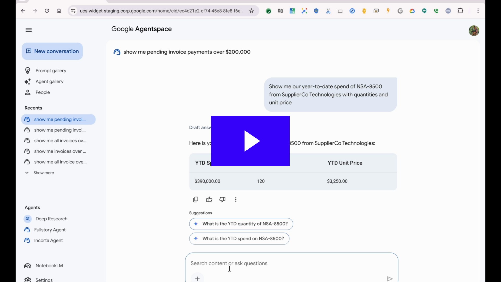 Incorta AP Agent for Google Agentspace demo thumbnail
