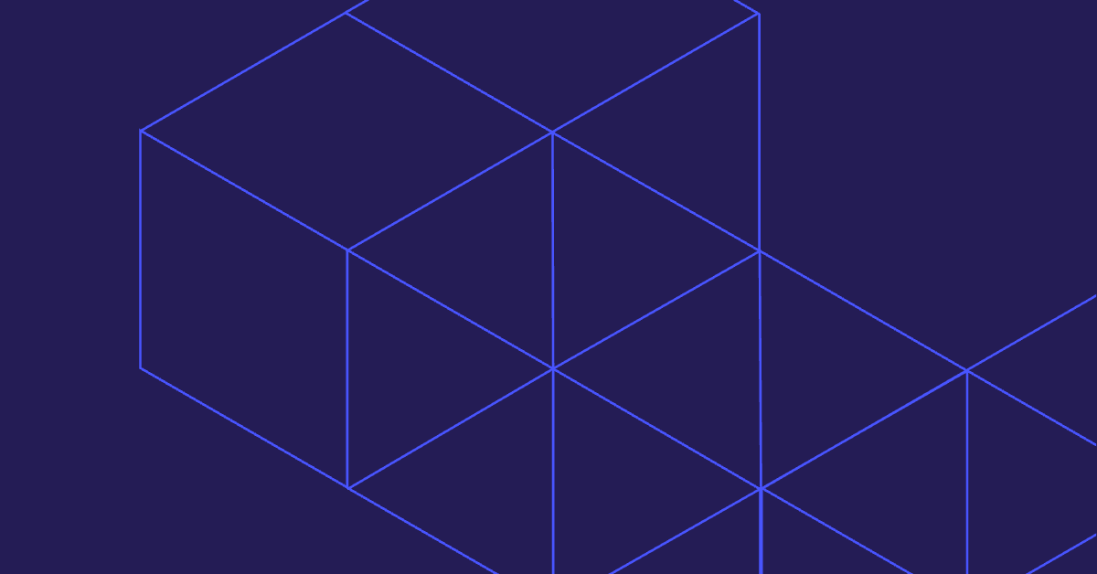 Navy background with blue cube outline pattern
