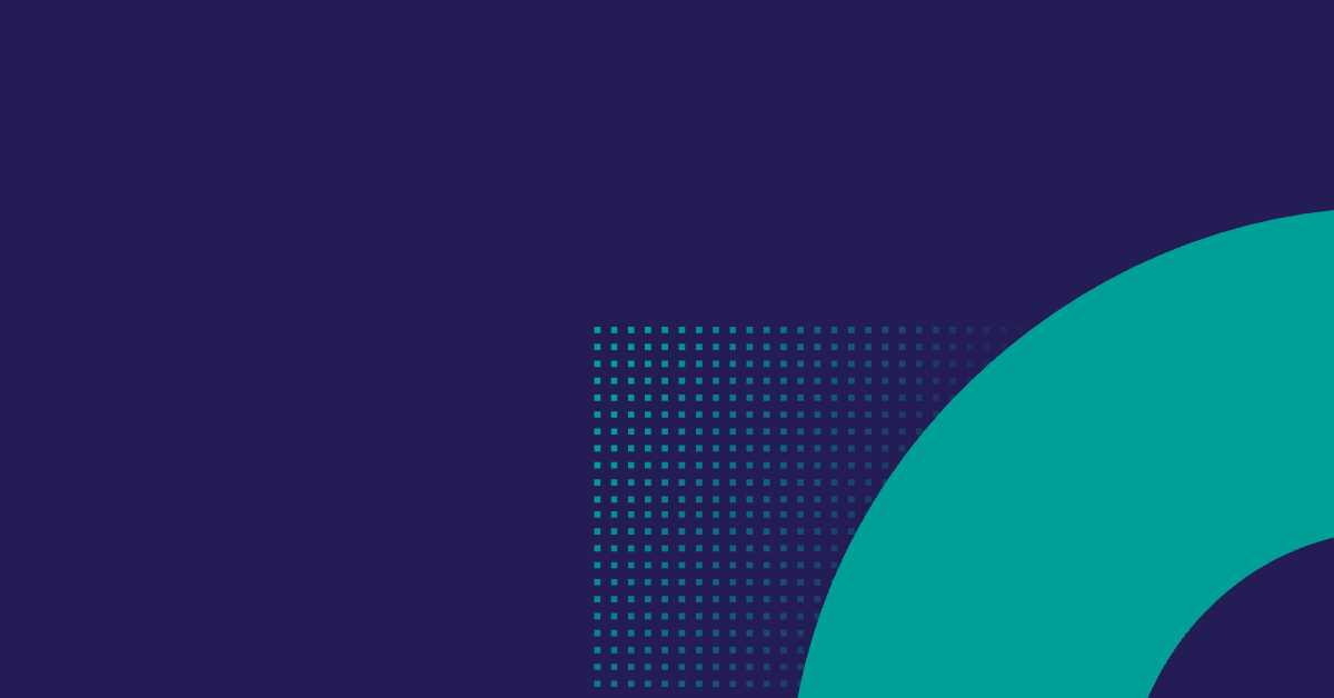Navy background with teal arc and dot grid